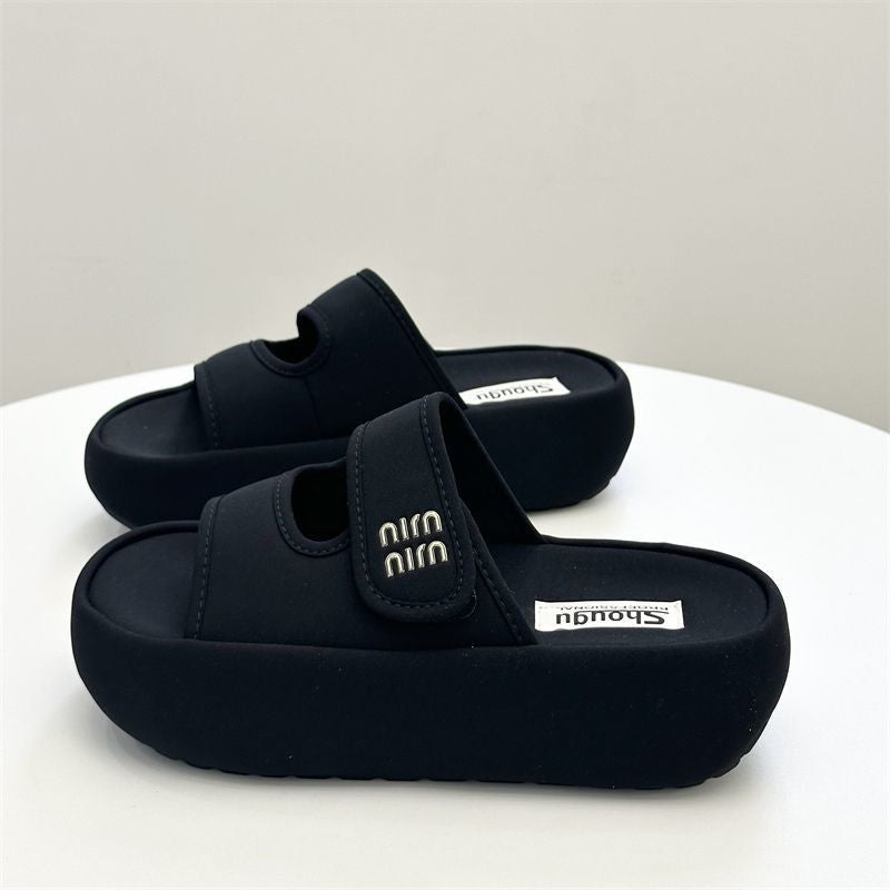 Height-increasing women's platform slippers new summer outer wear home Velcro with skirt non-slip versatile sandals