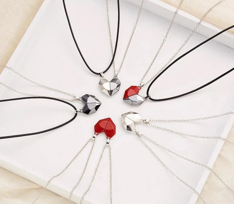 Dragon and Explosive Couple Love Item Magnet Necklace, Wishing Stone Pendant Heartbreak Clavicle Chain Heart Necklace