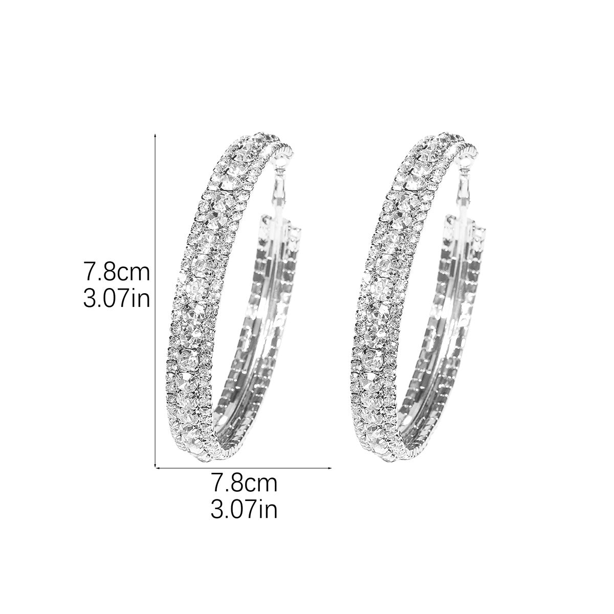 Hot-selling in Europe and the United States, luxury shiny rhinestone big earrings for women, exaggerated personality big circle ear jewelry wholesale