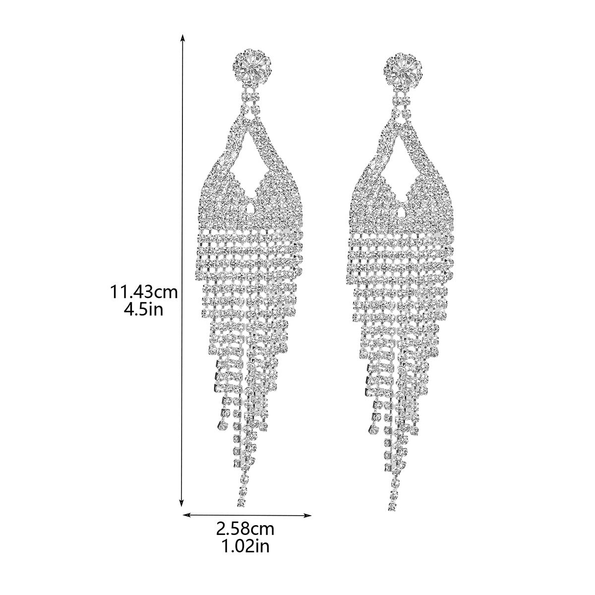 Europe, America, geometric hollow long fringed earrings women, fashion trend rhinestone stud earrings, ear jewelry wholesale