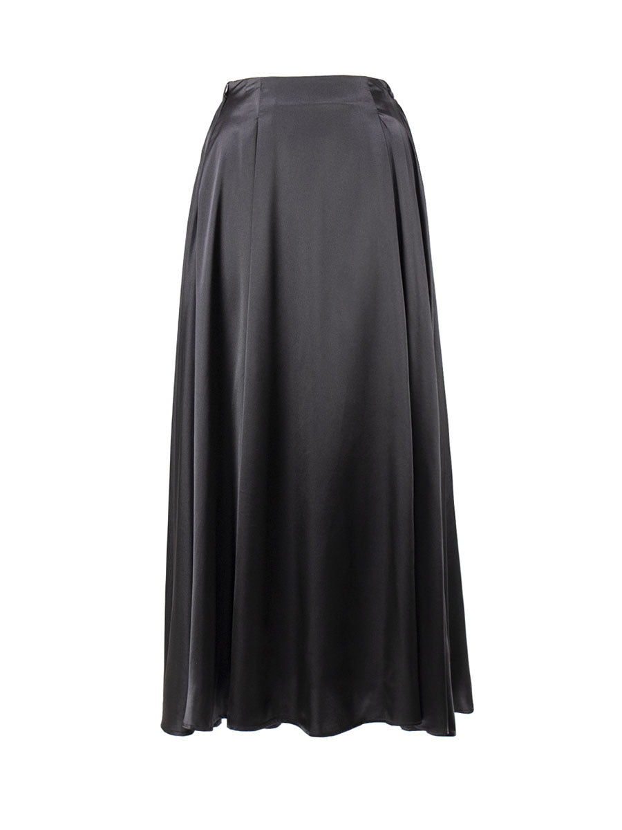 Bust skirt women's European and American summer new temperament elegant high waist satin satin satin long skirt  dress