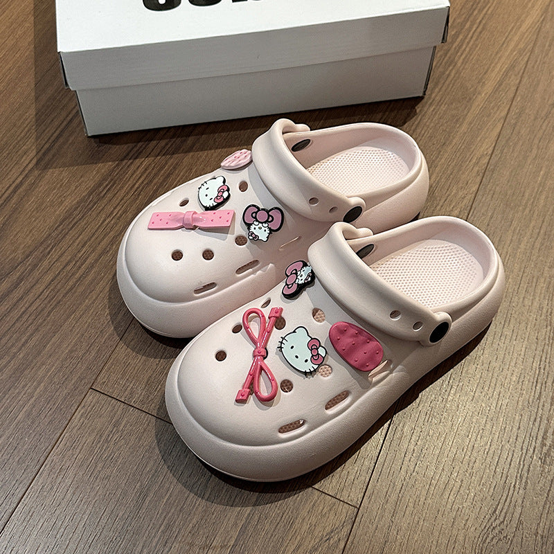 Hole shoes shoe flower cartoon DIY cute bow women KT cat shoes summer decorative accessories  head half slippers