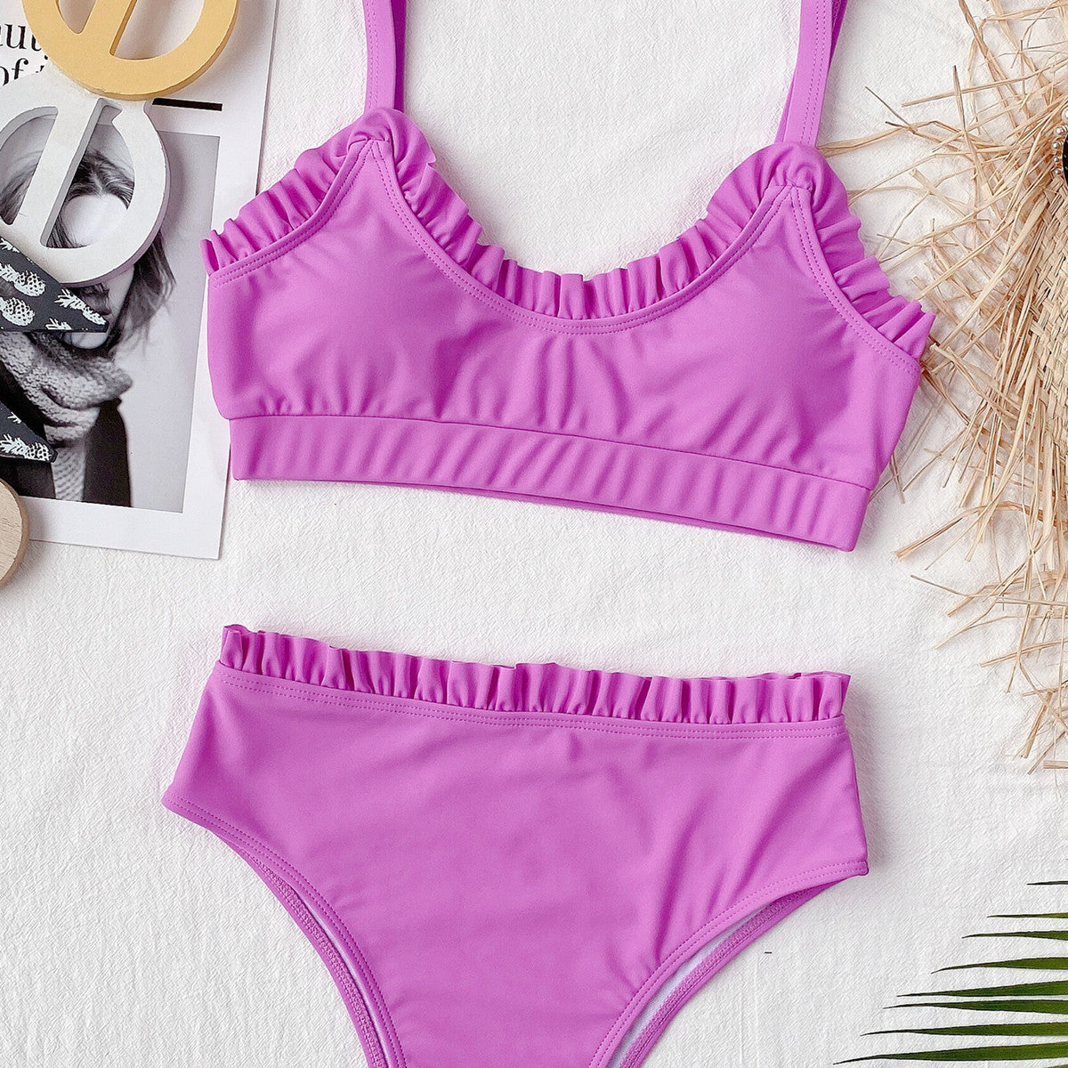outer single swimsuit bikini new women's bikini European and American swimsuit solid color swimsuit split swimsuits