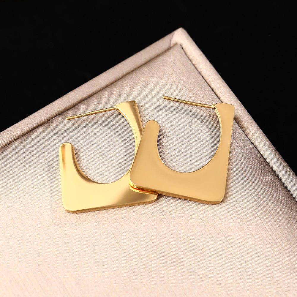 European and American cross-border ins personalized titanium steel earrings cold wind geometric versatile earrings fashion temperament earrings jewelry