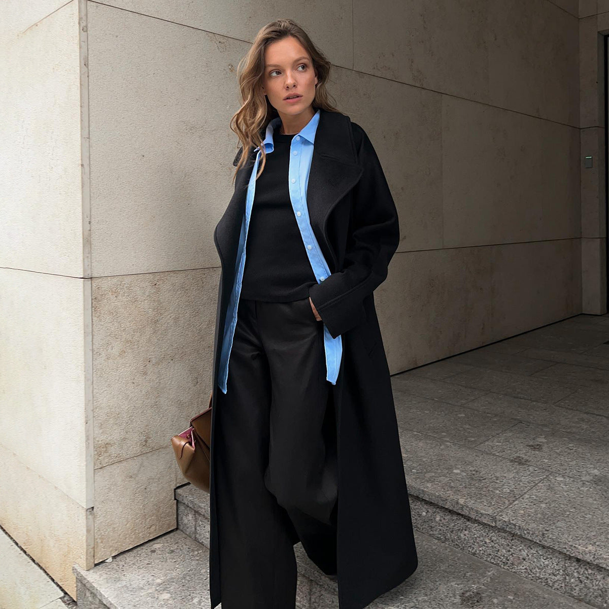 Wool woolen coat for women, Europe, America, autumn and winter loose with rotator sleeves, wool double-sided woolen Maillard coat  jackets