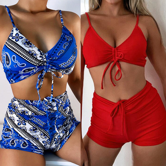 Foreign single swimsuits European and American foreign trade explosion women's split swimsuit sexy high waist bikini