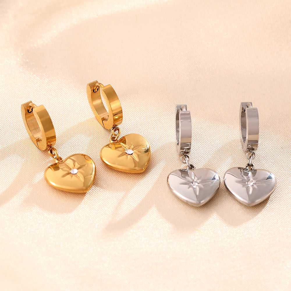 Cross-border hot-selling love diamond-set earrings, simple and cold wind octagram earrings, temperament, advanced earrings, ear jewelry