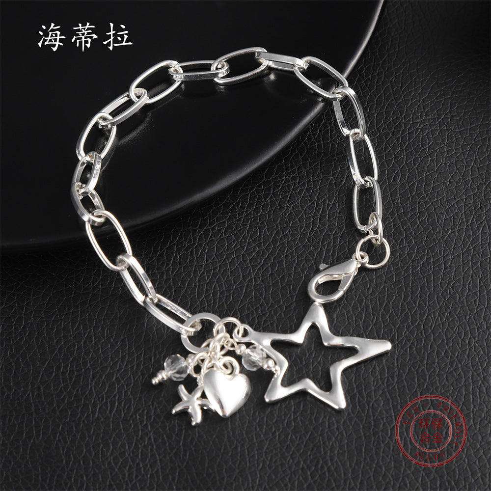 New creative thick chain love star multi-accessory bracelet cute five-pointed star pendant couple bracelet