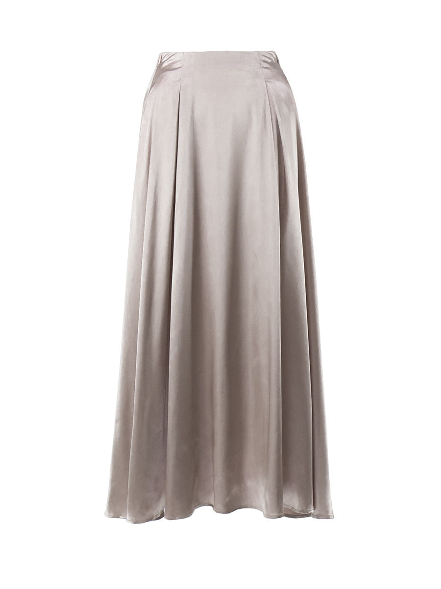 Bust skirt women's European and American summer new temperament elegant high waist satin satin satin long skirt  dress