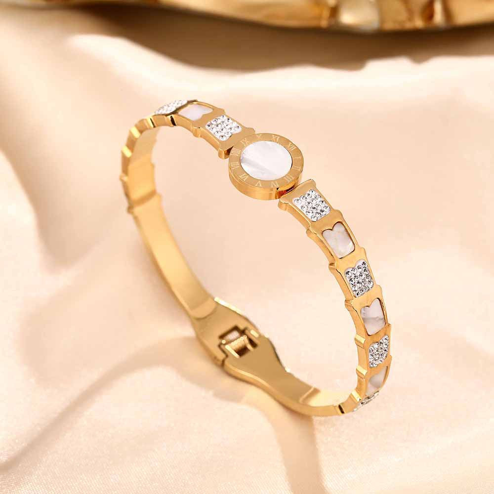 Cross-border geometric circle letter titanium steel bracelet women's simple fashion versatile personality trendy jewelry couple bracelet jewelry
