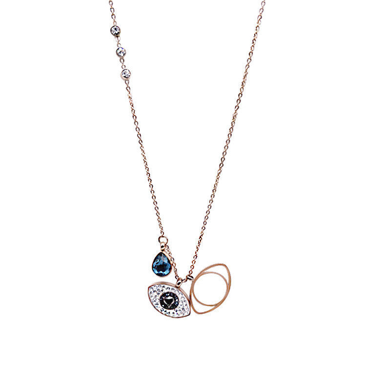 European and American cross-border devil eyes titanium steel necklace female personality blue eye temperament light luxury collarbone chain jewelry does not fade