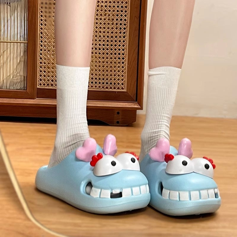 Funny personality hole shoes women's outer wear cartoon cute student indoor non-slip home bag head cool slippers summer