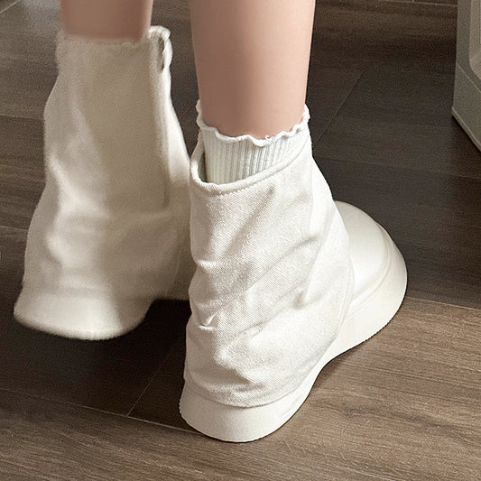 Short boots slim Martin boots pant tube boots women's summer  new muffin thick-soled big head fashion stacking boots shoes