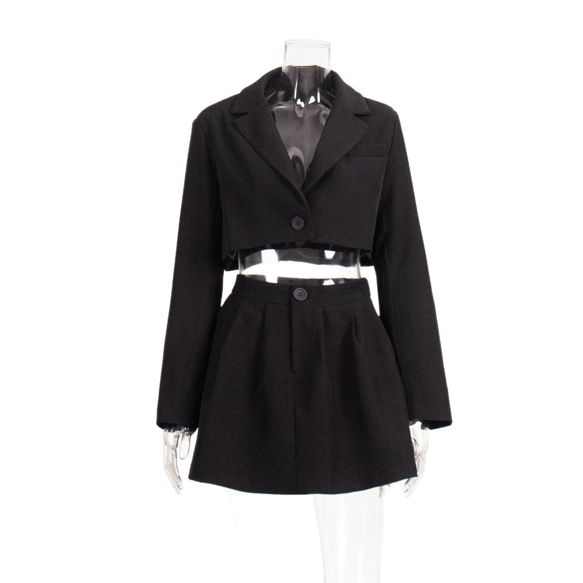 suit short skirt set European and American spring and summer Y2K front shoulder lapel small suit + miniskirt suit suits set