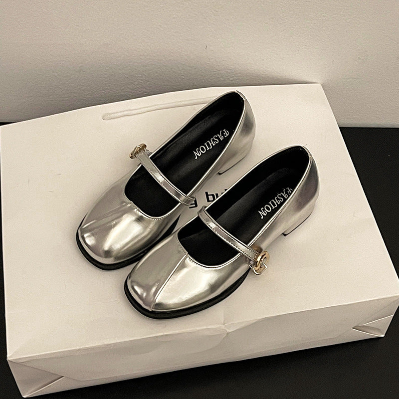 French small fragrant style versatile small leather shoes women's  summer new casual single beanie  shoes evening evening breeze with skirt Mary Jane shoes