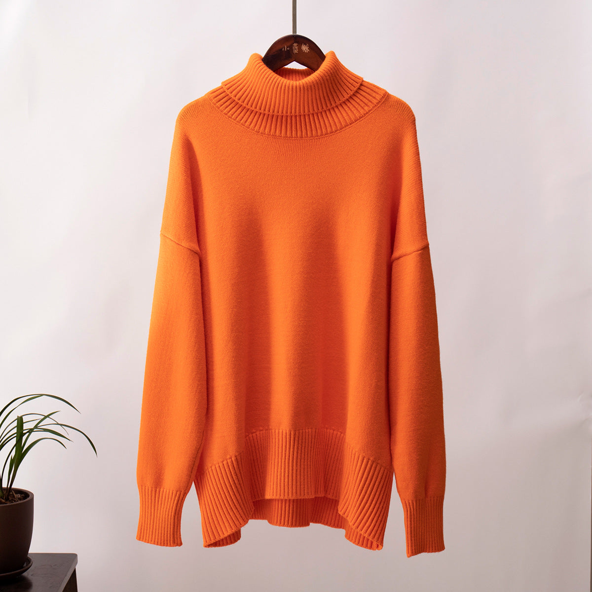turtleneck sweater women's European, American autumn and winter loose sweater classic versatile solid color pullover sweater
