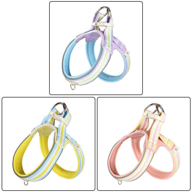 Summer dog leash contrasting colors soft breathable pet chest strap small dog dog chest back walking dog toy