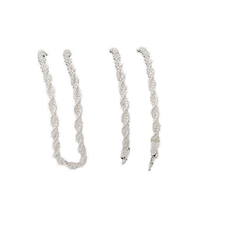 Dragon and Twist Chain Necklace 4mm Silver Plated Necklace, Hot Selling in Europe and America, Silver Plated Twist Necklace