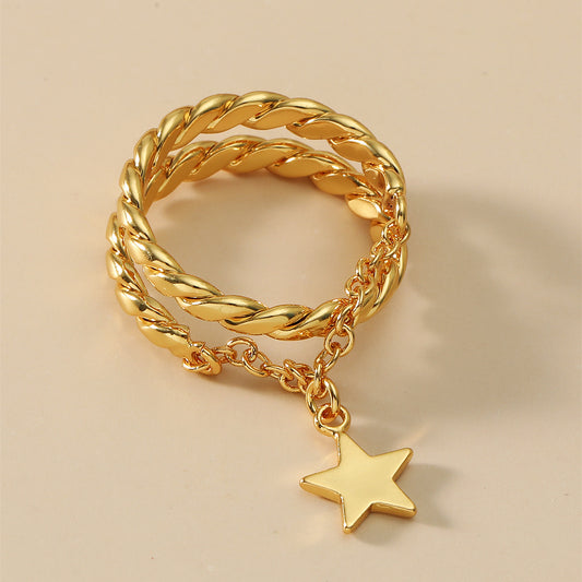 DIY Internet celebrity trend simple double-layer new ring Japanese and Korean advanced opening adjustable rings