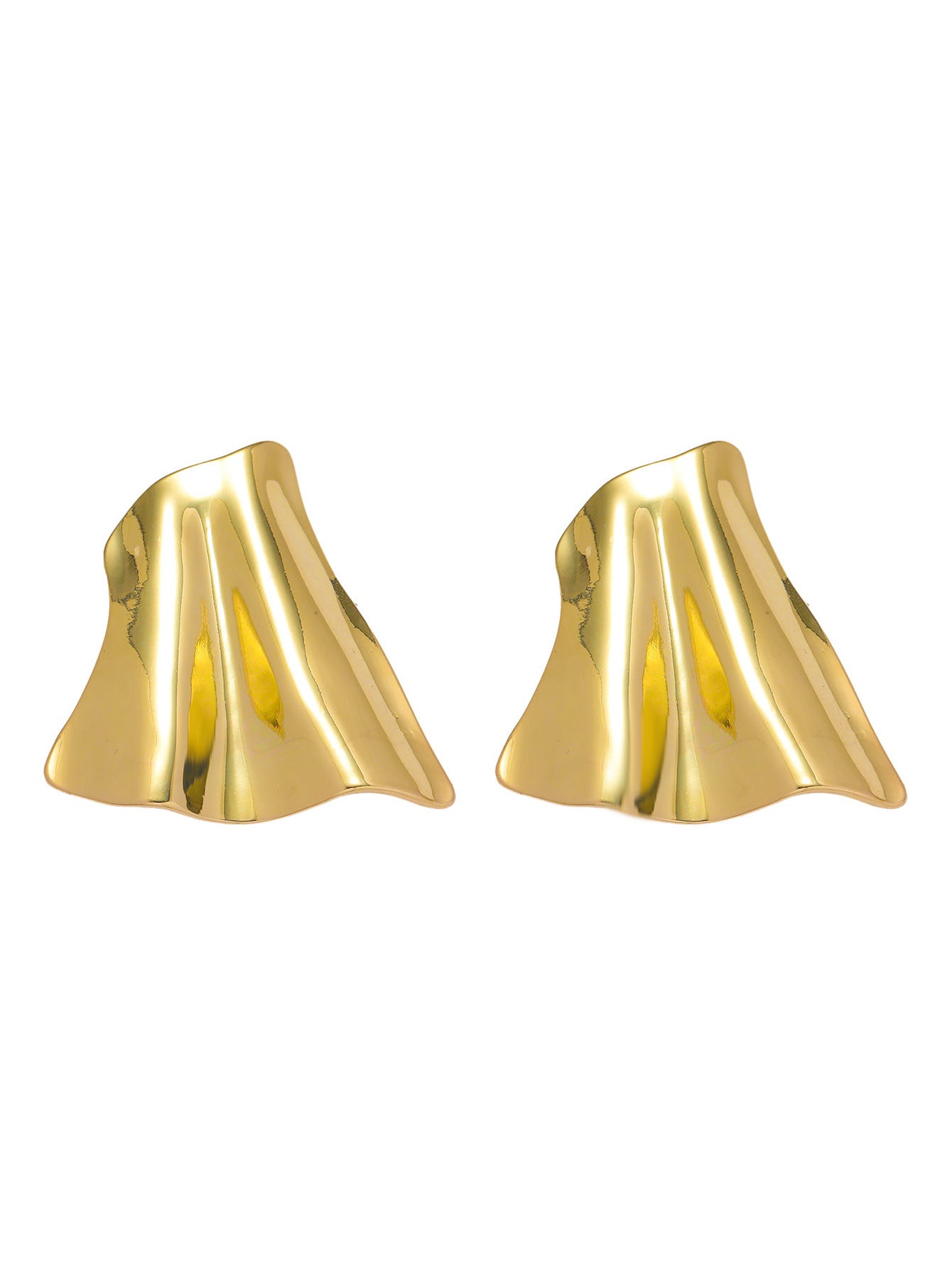 Design sense niche light luxury personality exaggerated concave-convex pleated earrings women, fashionable and exquisite OL simple versatile earrings