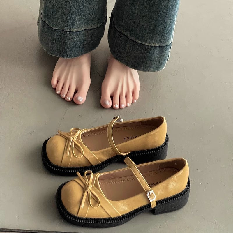 Fairy style French single beanie shoes retro bow Mary Jane shoes women's spring new small fragrant style gentle temperament high heels