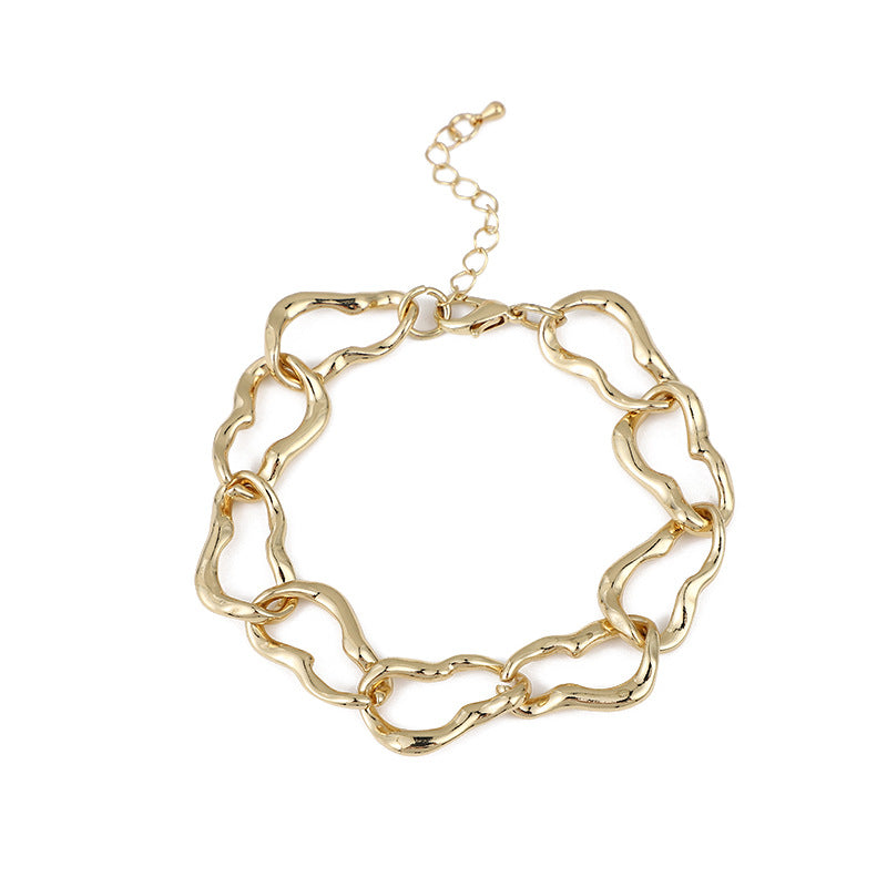 Popular punk irregular alloy bracelet simple and versatile high-end gold-plated men's and women's chain fashion