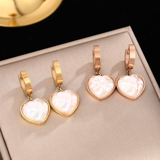 Korean version of Internet celebrity love mermaid color pendant earrings temperament versatile high sense light luxury earrings jewelry does not fade