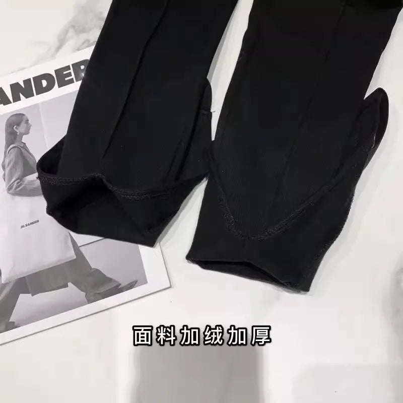Casual High Elastic Waist Cross Patchwork Design Pencil Pants For Women Stretch Black Trousers Autumn Female pant
