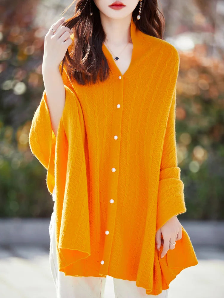 Spring and Autumn Trend 100% Pure Wool Shawl Women's Coat Multi-Functional Scarf Wool Knitted Cardigan Super Versatile Sweater