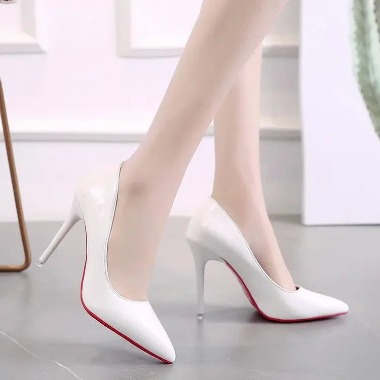 Manufacturer   Big Size 35-45 women's shoes  concise flock high heels women pumps pointed toe classic red gray ladies wedding shoes office   Pumps