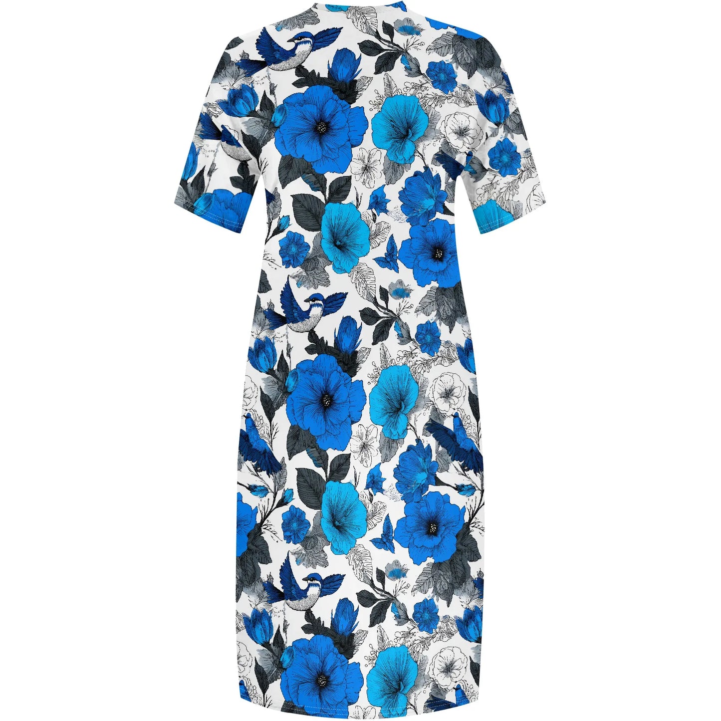 Women's Plus Size African Print Dresses Casual Loose Pocket Short Sleeve Long Maxi Dress