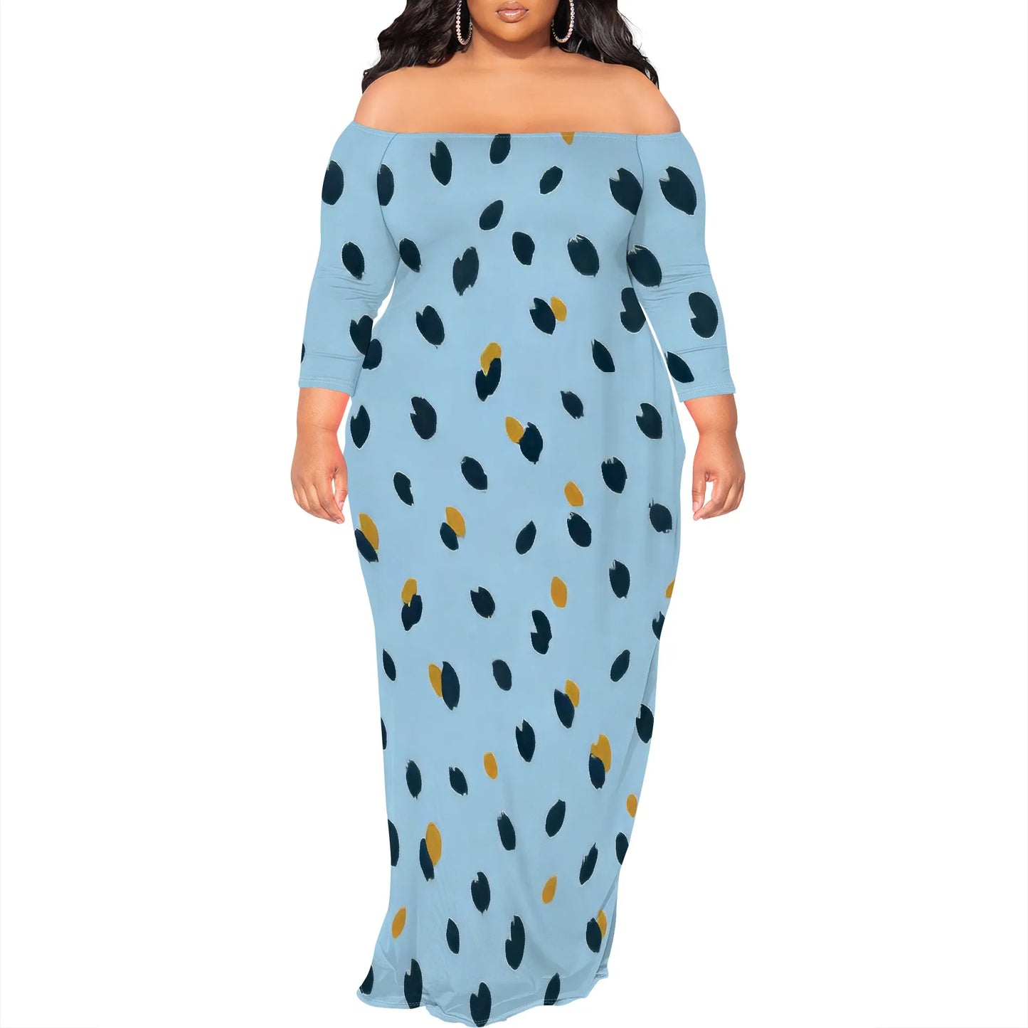 Maxi Dress for Women V Neck Casual 3/4 Sleeve Wrap Sexy Long Dresses Floral with Belt