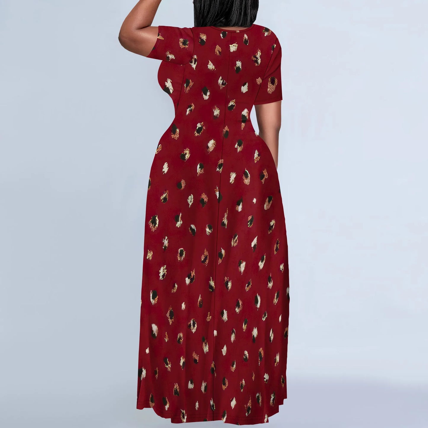 Summer Women's Casual Fashion Printed Boho Sleeveless Plus Size Loose Long Sexy Maxi Flutter Dress with Pockets