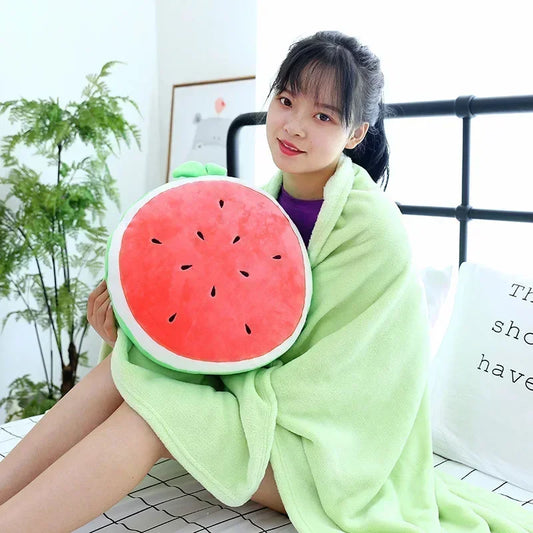 2 in 1 Pillow blanket filling fruit vegetables food Anti-stress soft plush creative pillow cushion hobby Children gift toy