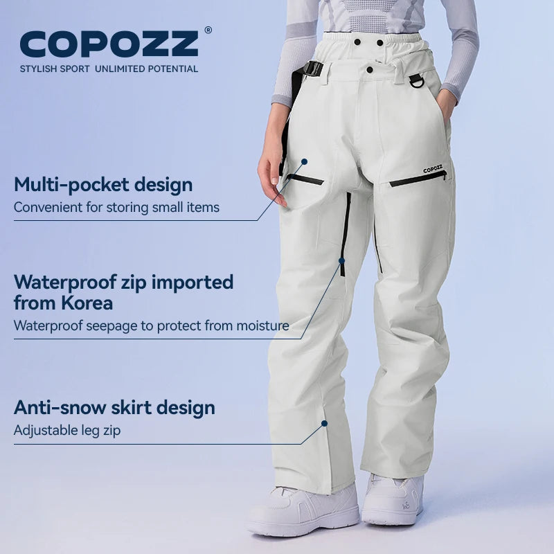 COPOZZ Winter Ski Pants Unisex Women Outdoor High Quality Windproof Waterproof Warm Snow Trousers Winter Ski Snowboarding Pant