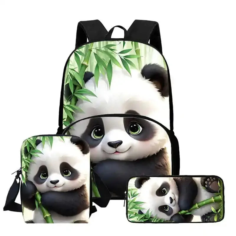 Child School Backpack with Front Pocket,Shoulder Bags,Pencil Bags for Aged 5-10,Cartoon panda School Bags for Boys Girls