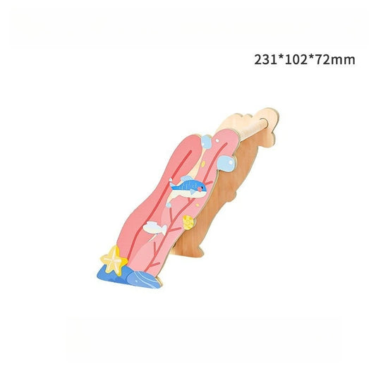 Hamster Wooden Hideout Toy Deep Sea Theme Small Pet Habitat Decor Ocean Style Escape House with Tunnel Platform Cage Accessories