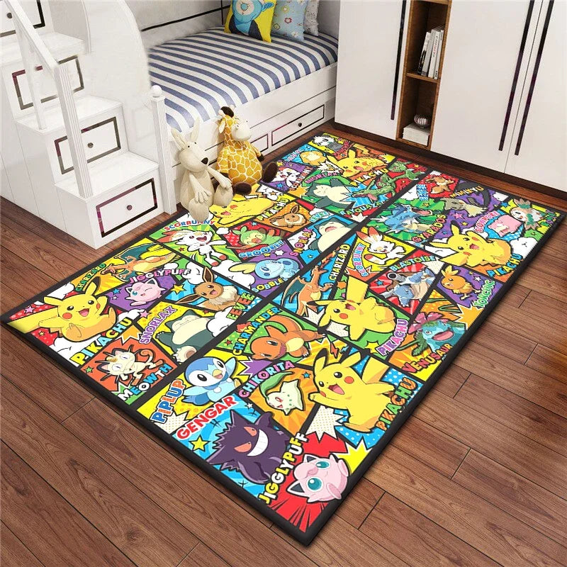 Pokemon Pikachu Cartoon Carpet Rug for Living Room Bedroom Decoration Picnic Camp Kitchen Carpet Crawling Carpet Decoration
