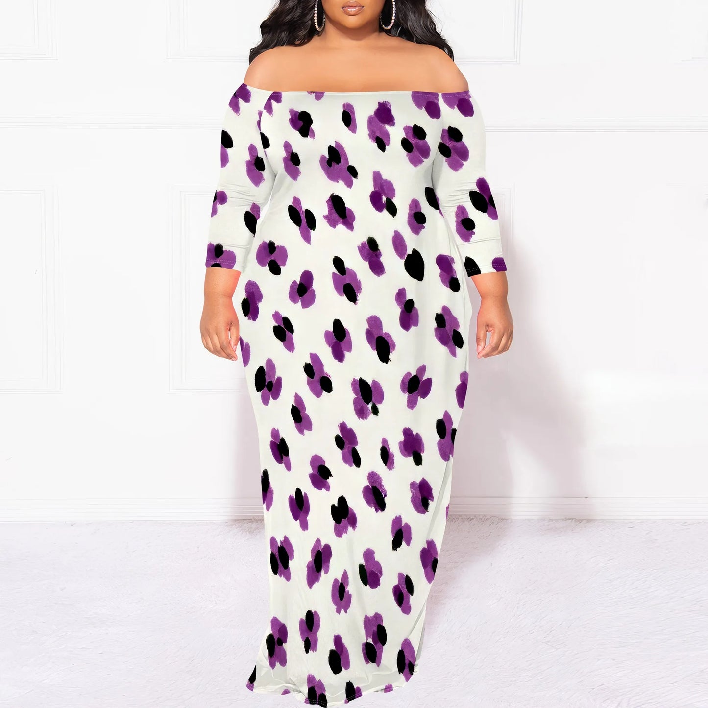 Maxi Dress for Women V Neck Casual 3/4 Sleeve Wrap Sexy Long Dresses Floral with Belt