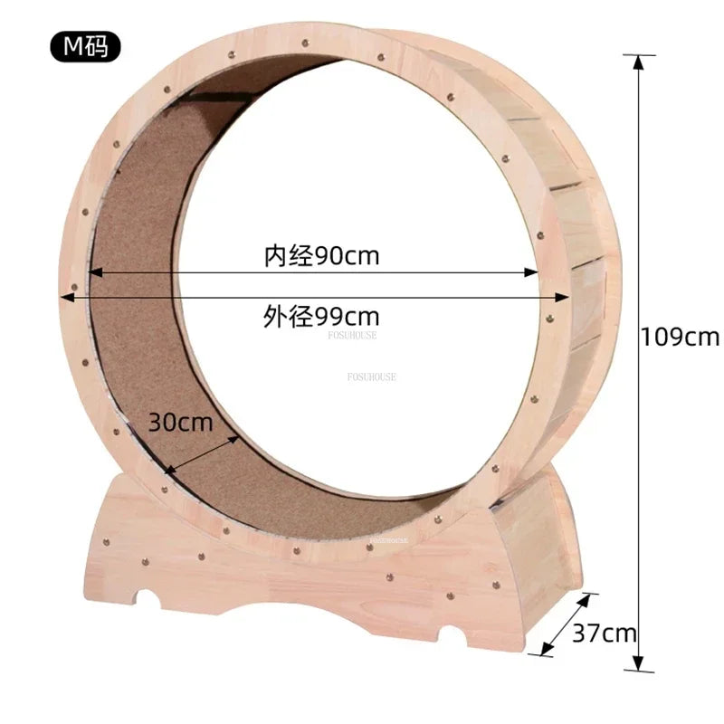 Modern Cats Toys Treadmill Home Pet Supplies Solid Wood Pet Accessories Cat Weight Loss Roller Running Wheel Frame with Light