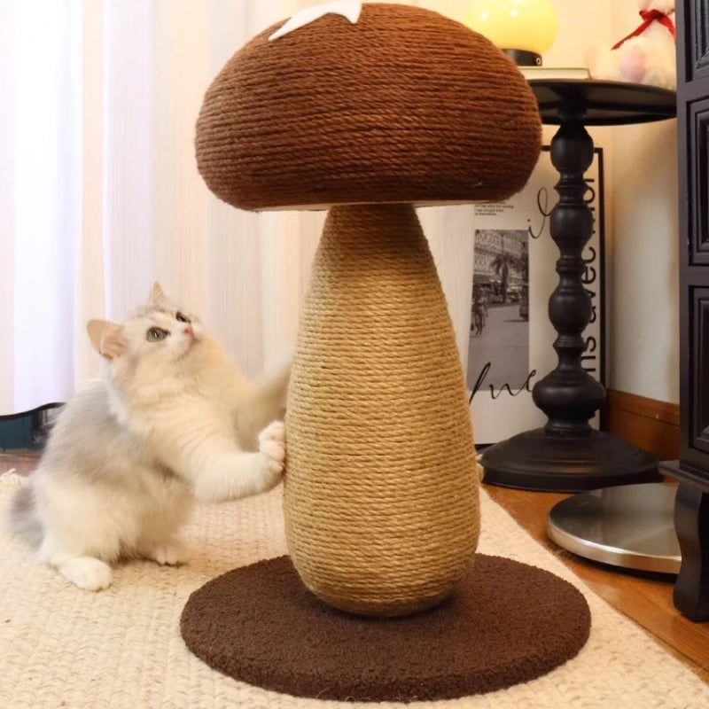 Cat scratcher rolling chassis mushroom cat tree tower Toys for pets wooden Accessories for pets red Creative ornaments modern  cat toy