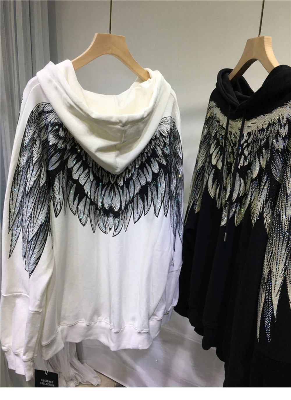Loose Pullovers Top Plus Size Beading Wings Fashion Design Women Runway High Street Hoodies Casual  sweater