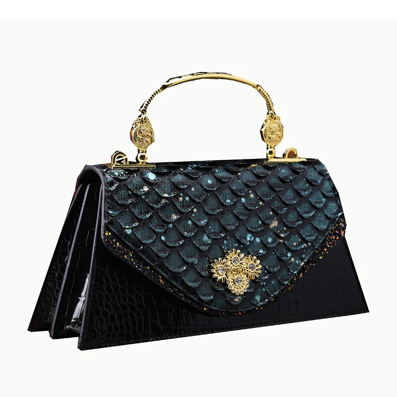 Leather Women's Bag New Fashion Snake-print Cowhide Small Handbags Shoulder Crossbody Bags Lady Party Messenger Shell Bags