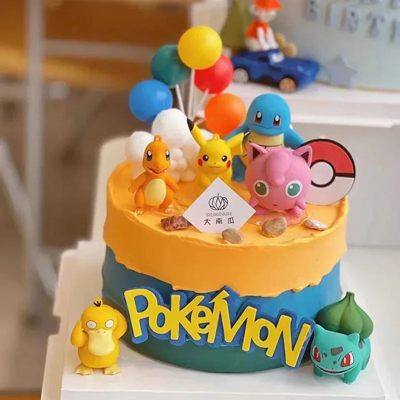 13Pcs/set Pokemon Cake Anime Figure Pikachu Party Happy Birthday Pokemon Cake Decoration Supplies Ornaments Boy Kids Gift