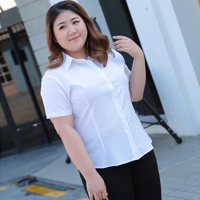 Plus Size White Shirt Women Spring New Office Lady Working Clothes Long Sleeve Bottom Blouse Korean Fashion SlimWomen Clothing t-shirts