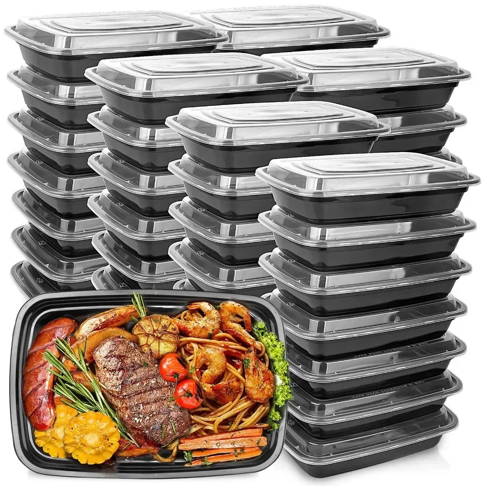 manufacturer  10PCS Plastic Disposable Food Containers Black Take out Containers With Lid for Salads Sandwiches Kitchen Fridge Storage Boxes   Kitchen gadgets