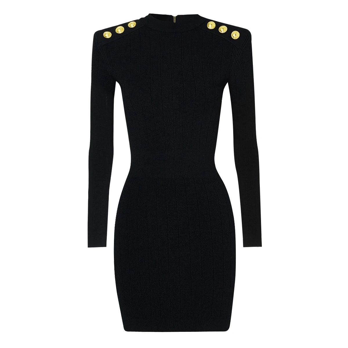 Three Colors Of High-quality New Fashionable Stretch Knit Solid Color Shoulder Button Long Sleeved Slim Fit Women's Dress
