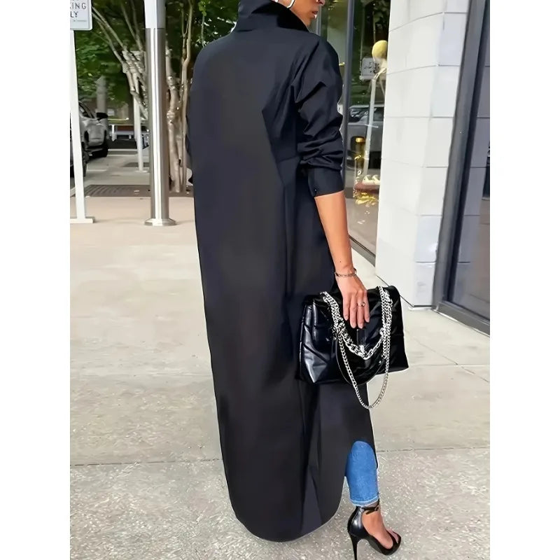 Plus Size Women's New Autumn Fashion Solid Color Lapel Button Casual Comfortable Versatile Long Shirt t-shirts