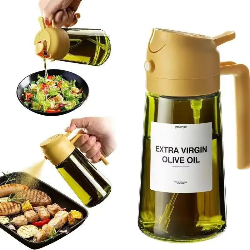 manufacturer  470ML/16oz Light-Blocking Dark Oil Sprayer for Cooking 2 in 1 Olive Oil Dispenser Bottle for Kitchen Dark Green Glass Oil Bottle   Kitchen gadgets