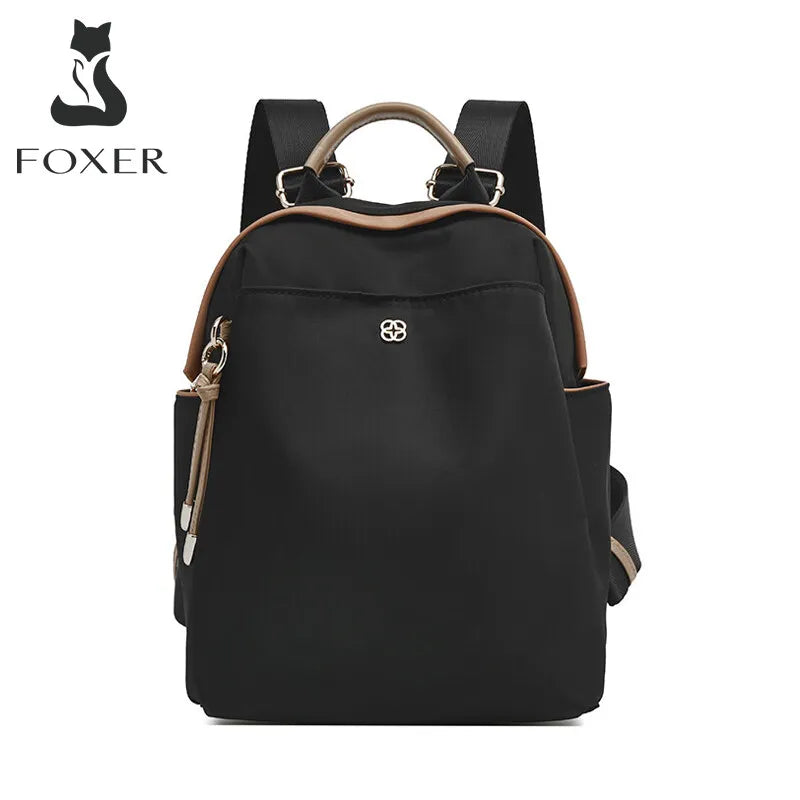 FOXER Small Lady Preppy Style Backpack Girl's High capacity Handbag Casual Fabric School Bag Women's Fashion Travel Shoulder Bag